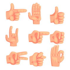 Conceptual Popular Hand Gestures Set Of Realistic Isolated Icons With Human Palm Signaling