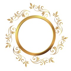Vintage frame. Circular baroque pattern. Round floral ornament.Greeting card. Wedding invitation. Retro style. Vector logo template, labels and badges