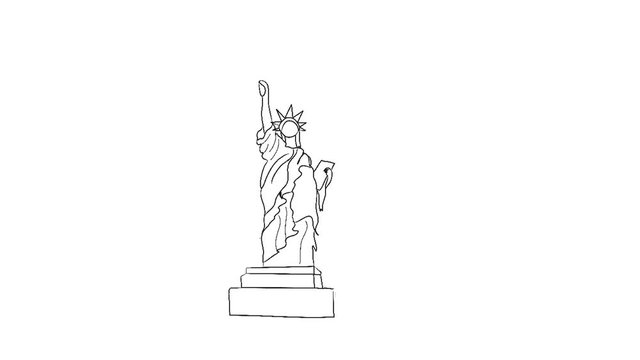 New York Statue of Liberty drawing animation