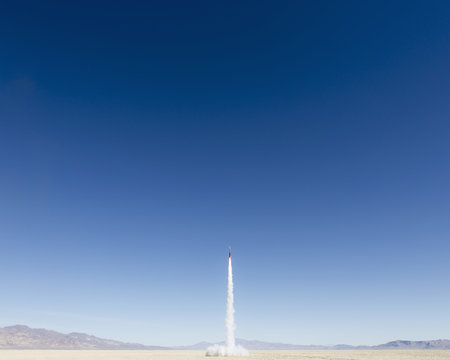 Rocket launch in Black Rock Desert, Nevada, USA