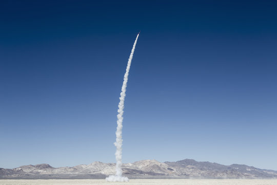 Rocket launch in Black Rock Desert, Nevada, USA