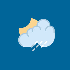 moon rain icon flat disign