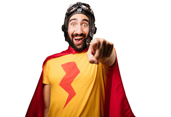 crazy super hero pointing