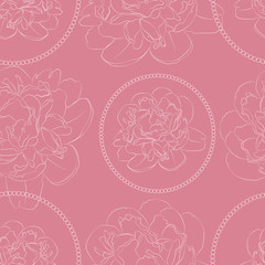 Flower peon pink decoration design seamless texture pattern