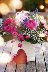 Colorful bouquet with a heart