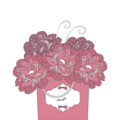 Flower peon pink decoration design card template texture