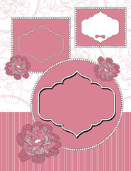 Flower peon pink decoration design card template texture