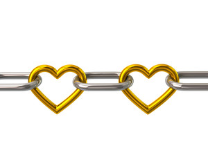Chain with two golden heart links