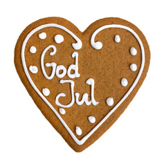gingerbread heart isolated on white