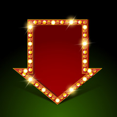 Casino arrow banner with lamps