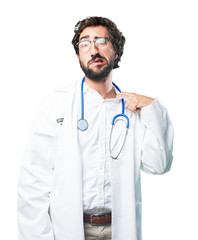 young funny man stressed. doctor concept