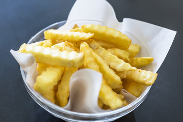 Golden French fries potatoes ready to be eaten