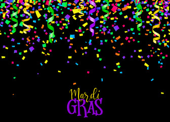 Vector illustration of seamless border background with confetti and serpentine © zaie