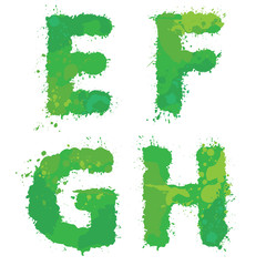 E, F, G, H, Handdrawn english alphabet - letters are made of gre
