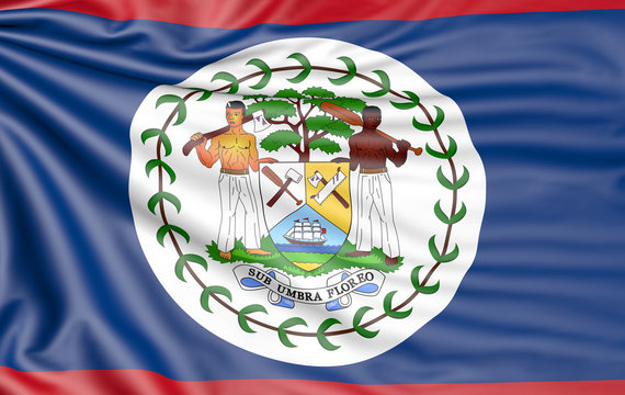 Flag of Belize, 3d illustration with fabric texture