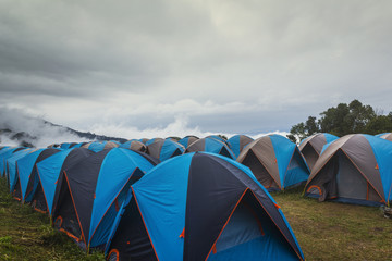 Outdoor activity tents camping among the mountain at Doi Samer D