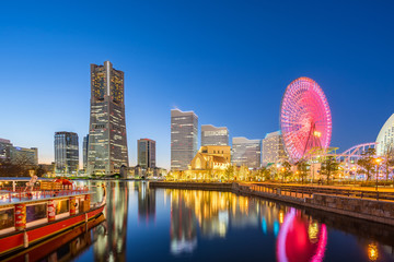 Night view of Yokohama skyline in Minato Mirai, Yokohama, Japan.
