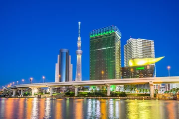 Foto op Plexiglas Tokyo skyline en uitzicht op de Sumida rivier in Asakusa Tokyo, Japan. © orpheus26