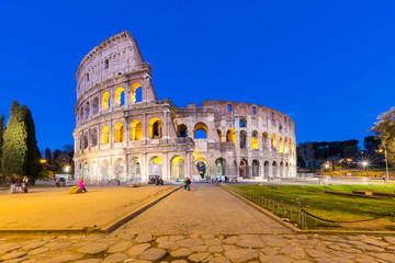 Fototapeta na wymiar Night view of Colosseum in Rome in Italy.