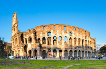 Fototapeta na wymiar Sunset view of Colosseum in Rome in Italy.