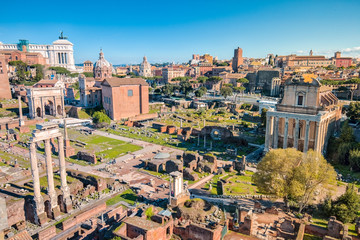 Fototapeta na wymiar The Roman Forum landmark of Rome in Italy.