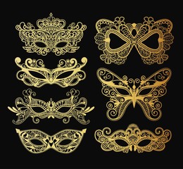 Mardi Gras mask of lace collection set.