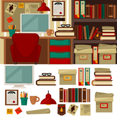 Home office furniture library interiors and objects