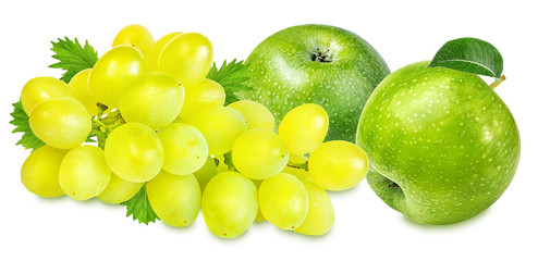 apples and grapes isolated on white
