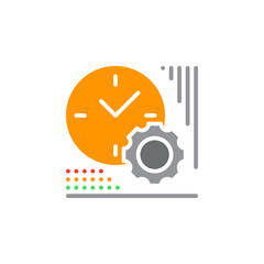 Clock and gear icon vector, filled flat sign, solid colorful pictogram isolated on white. Time management symbol, logo illustration