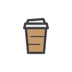 Paper Coffee Cup line icon, filled outline vector sign, linear colorful pictogram isolated on white. Symbol, logo illustration