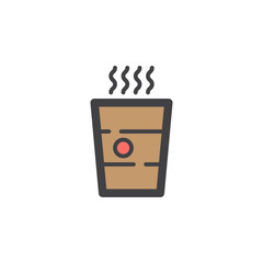 Paper Coffee Cup line icon, filled outline vector sign, linear colorful pictogram isolated on white. Hot drink symbol, logo illustration