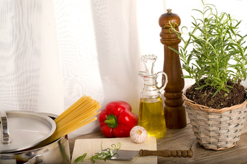 Italienische Küche mit frischen Zutaten