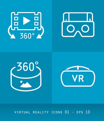 Virtual Reality Icons Set Series, Flat 2.0 Design 01
