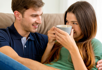 Young couple drinking coffee