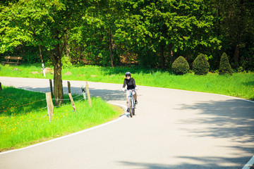 Young Woman Riding Her Mountain Bike