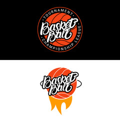 Set of Basketball hand written lettering logo, emblem, label, badge.
