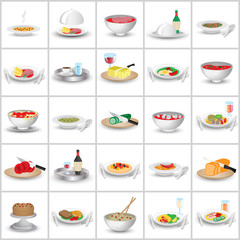 3D Portion Of Food, Set - Isolated On Background. Vector Illustration, Graphic Design. For Web, Websites, Print, Presentation Templates, Mobile Applications And Promotional Materials