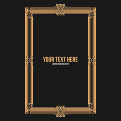 Art deco vertical frame with native american elements on black background. Useful for invitations, postcards and covers. - 133789760