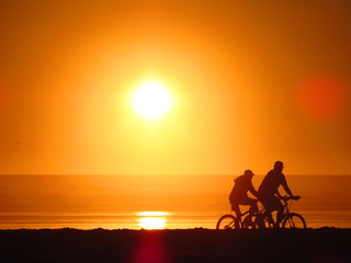 Obraz na płótnie Canvas Bikers at Sunset