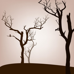 silhouette of dead trees background, vector illustration