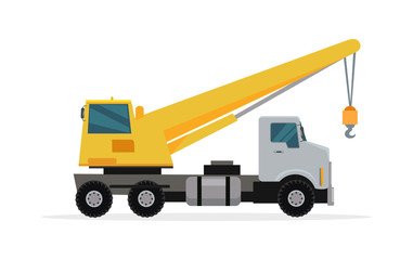 Telescopic Truck Crane Vector in Flat Design