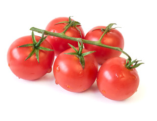 Fresh cherry tomatoes isolated on white background.