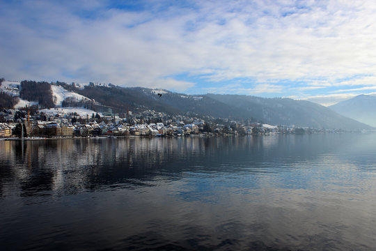 Town of Zug and Lake Zug panorama, Switzerland 