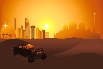Safari cars in the desert near Abu-Dhabi city © photohampster