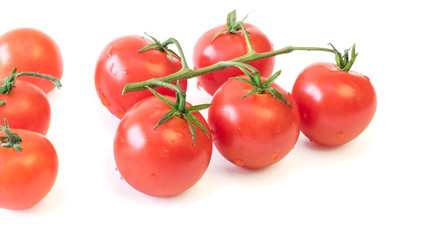 Fresh cherry tomatoes isolated on white background.