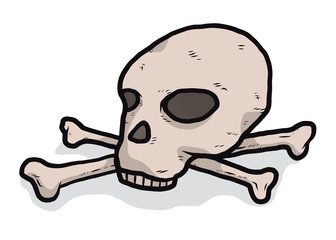 man skull and bones / cartoon vector and illustration, hand drawn style, isolated on white background.