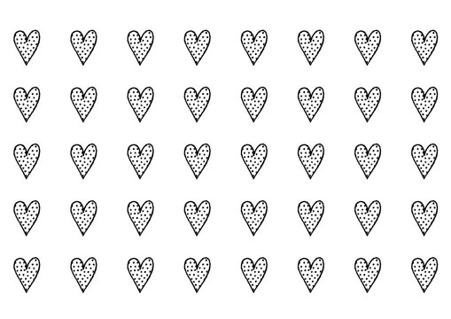 Black hearts pattern, vector illustration