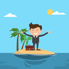 Obraz na płótnie Canvas Businessman happy in the ocean - vector illustration