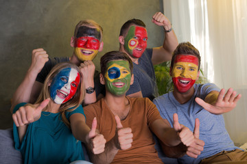 Happy soccer fans cheering