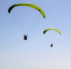 Paragliding on the east coast of Yorkshire, UK. A high risk sport.